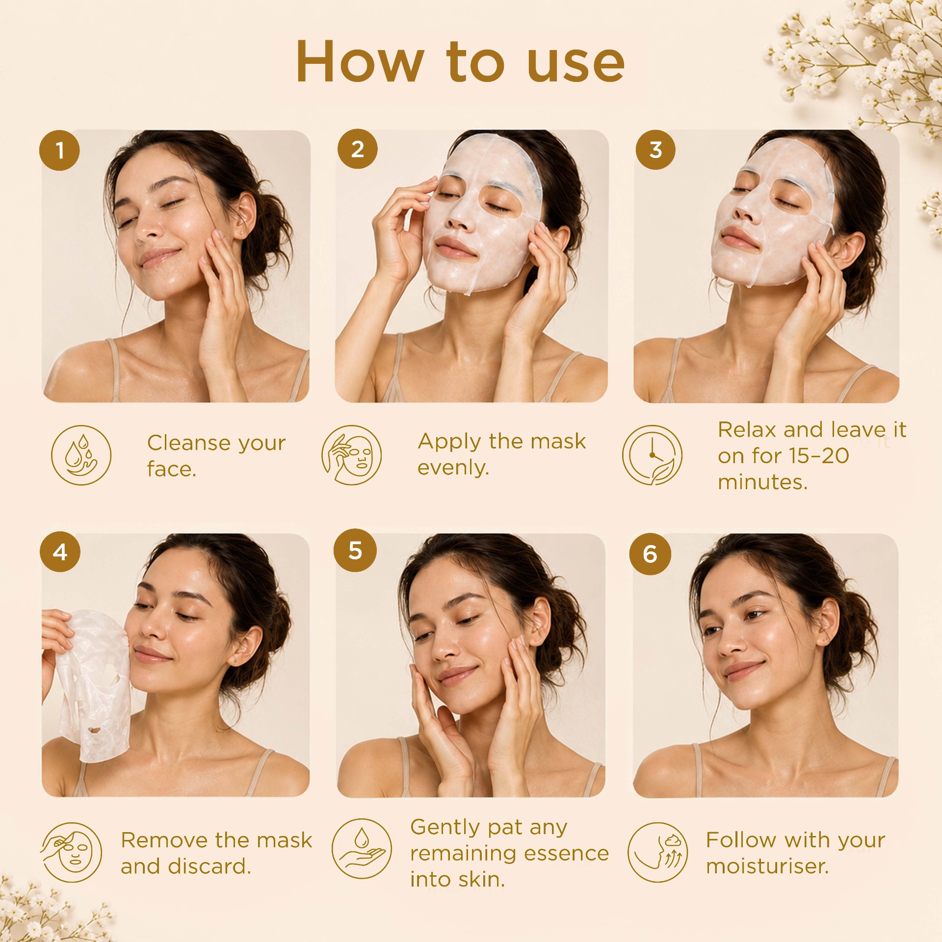 How to use the Melini Bio-Collagen mask — six-step ritual