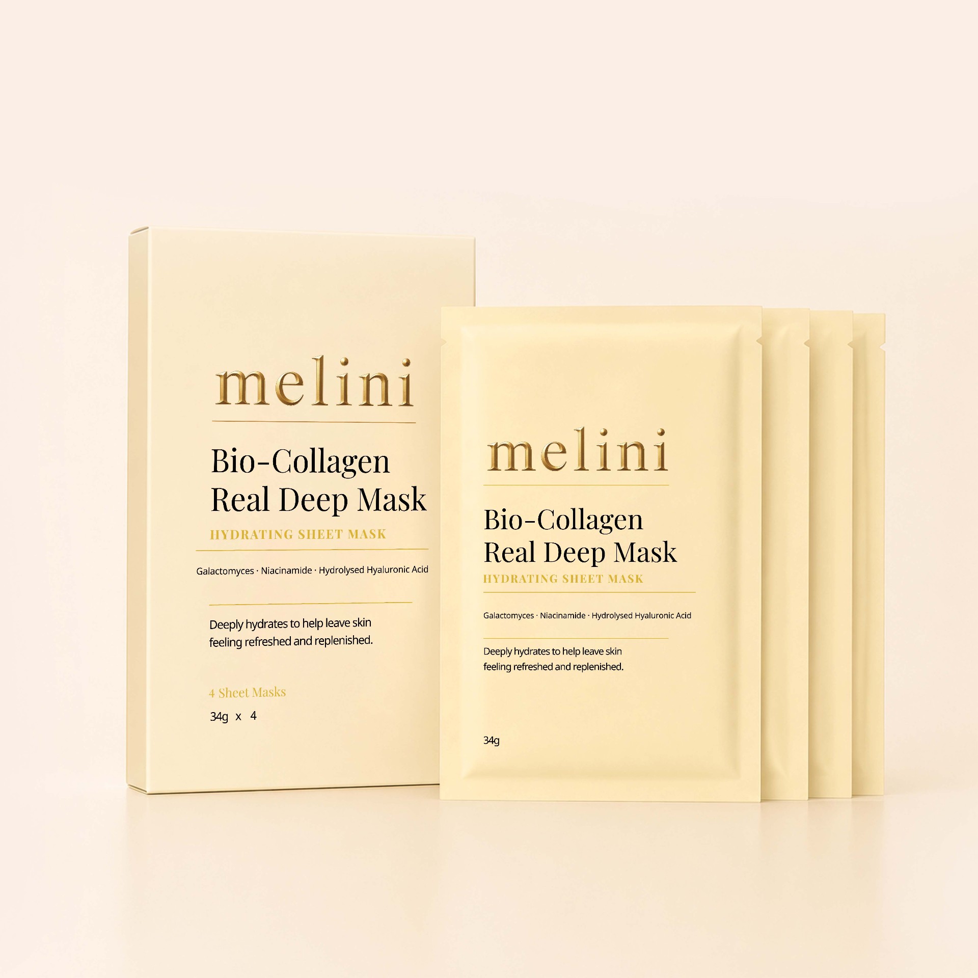 Melini Bio-Collagen Real Deep Mask box and sachet